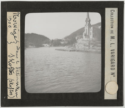 Skotfoss, Norvège, photo ancienne plaque de verre, positif 8,5x10 cm