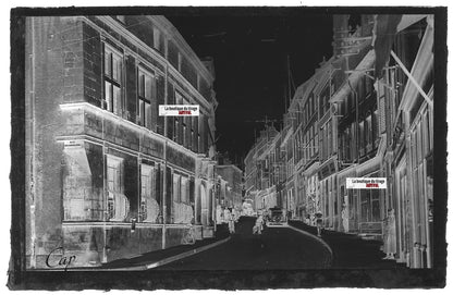 Plaque verre photo négatif noir & blanc 9x14 cm Neufchâteau voitures, Vosges