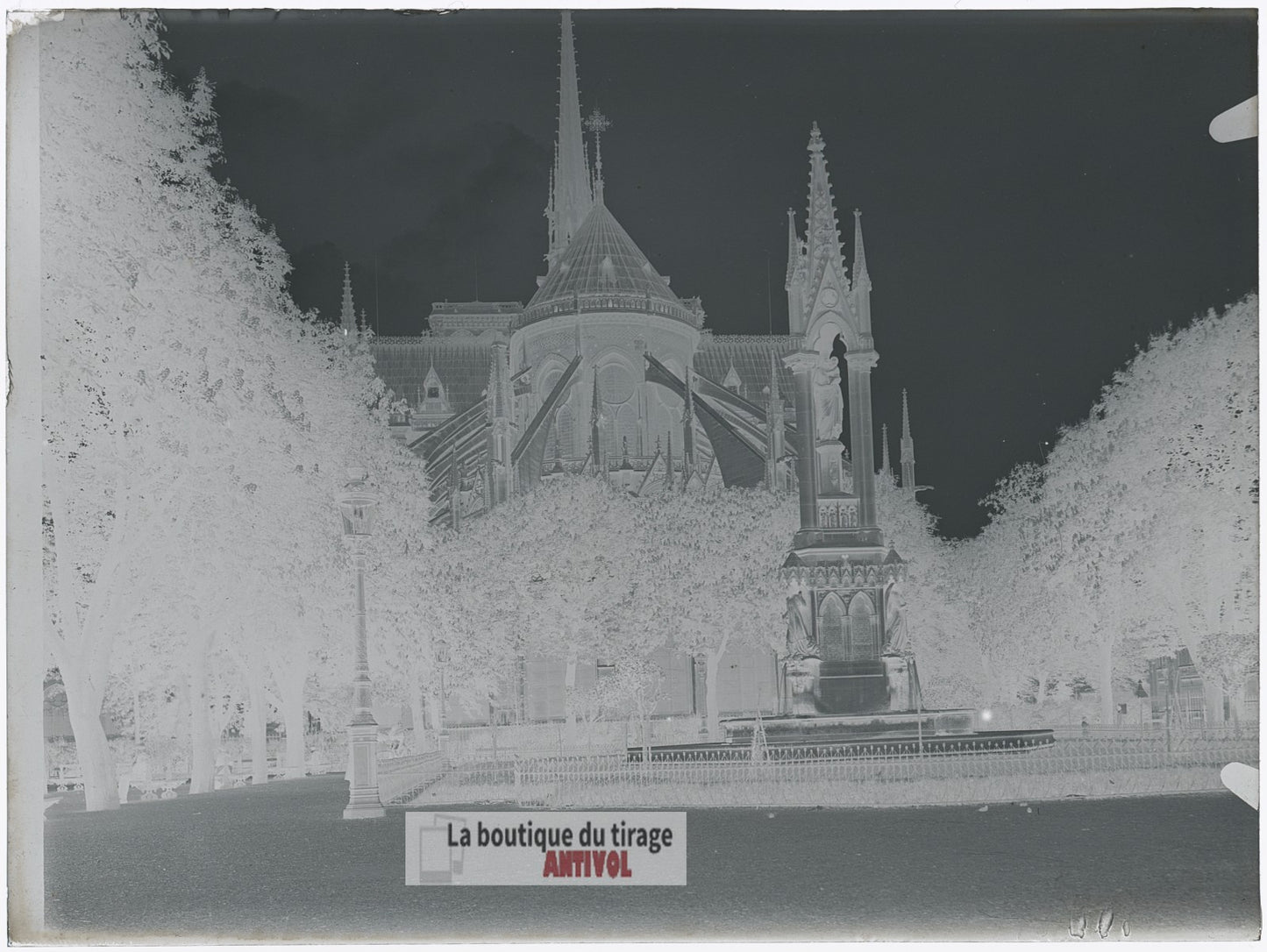 Cathédrale Notre-Dame de Paris, plaque verre, photo ancienne, négatif 9x12 cm