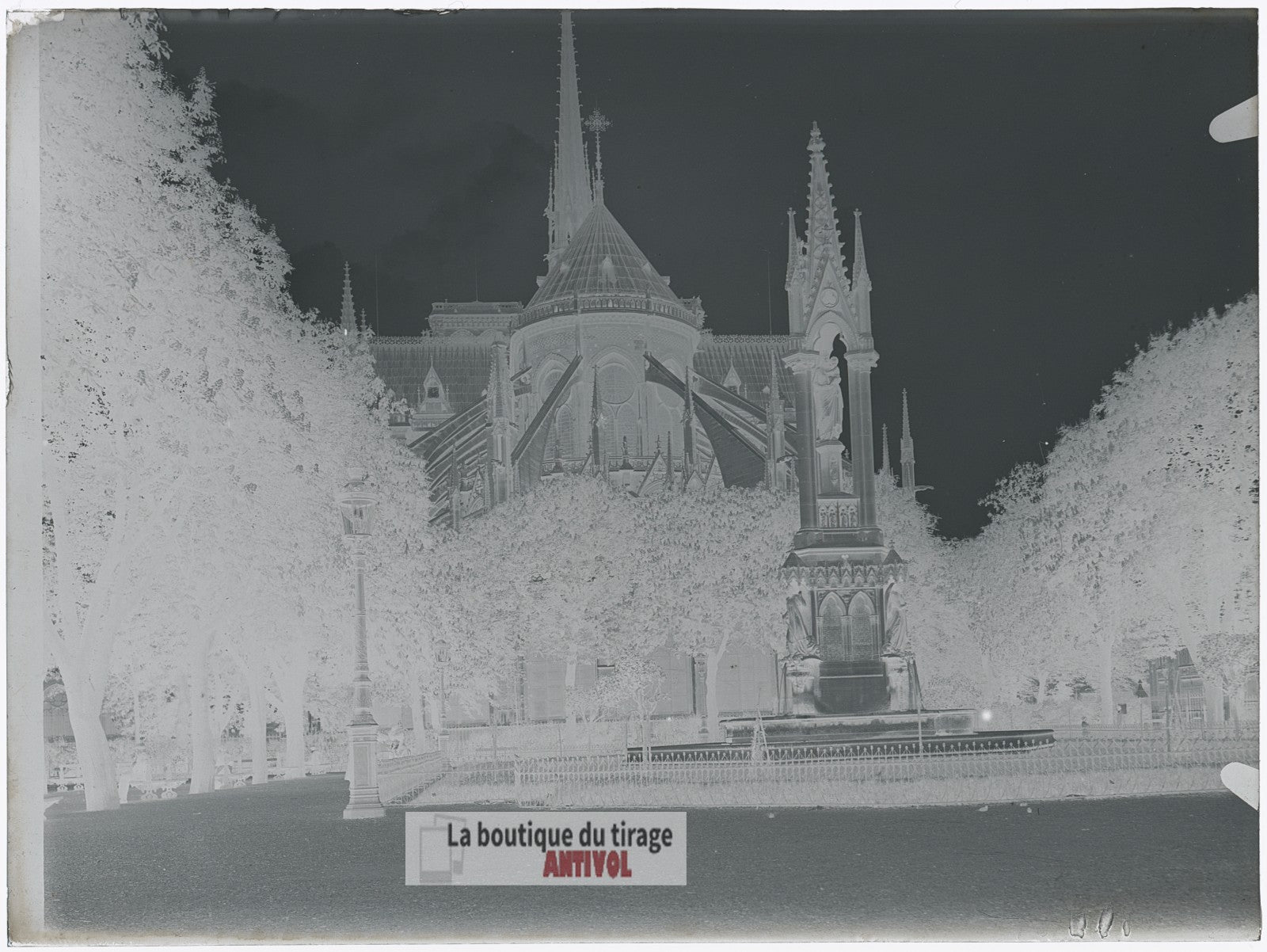 Cathédrale Notre-Dame de Paris, plaque verre, photo ancienne, négatif 9x12 cm