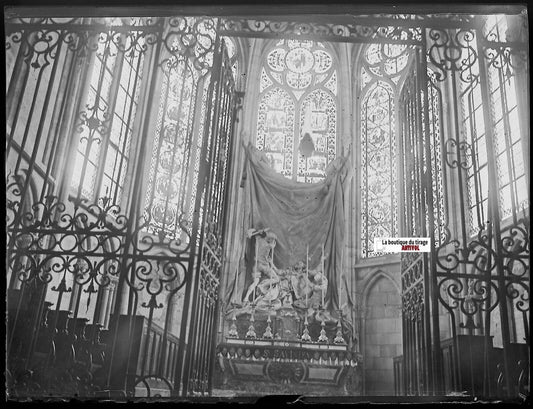 Sens, Cathédrale Saint-Étienne, Plaque verre photo, négatif noir & blanc 9x12 cm