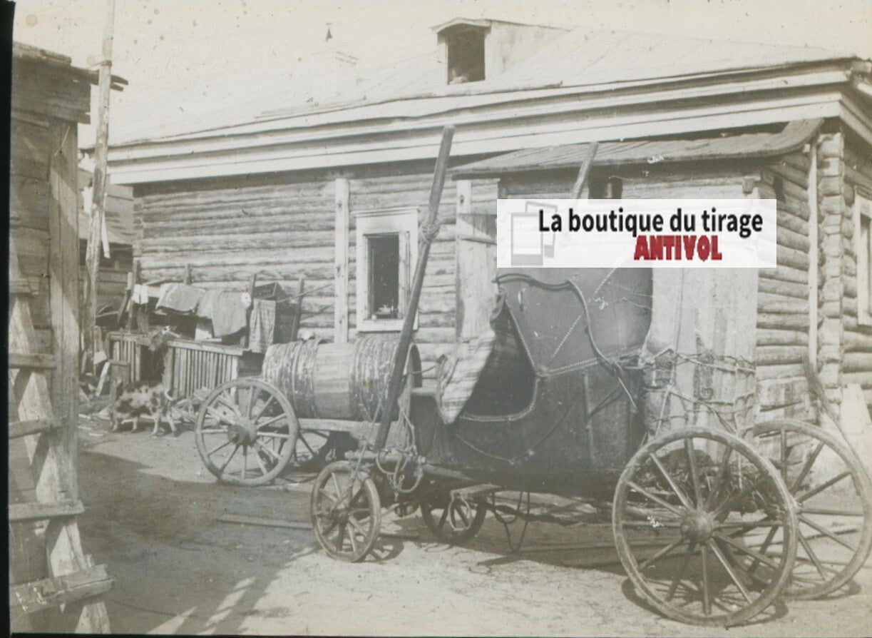 Voiture Sretensk, Russie, photo plaque verre, noir & blanc, positif 8,5x10 cm