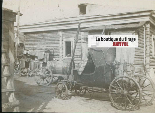 Voiture Sretensk, Russie, photo plaque verre, noir & blanc, positif 8,5x10 cm