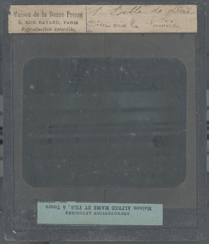 Dieu crée la lumière, Bible de Doré, dessin, plaque de verre, positif 8,5x10 cm