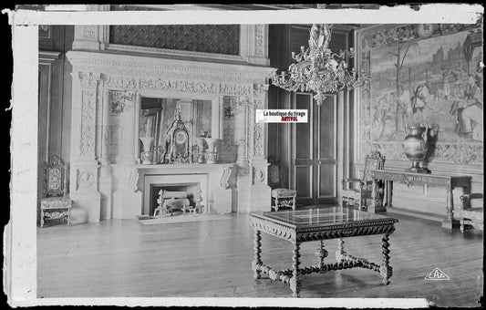 Plaque verre photo vintage, négatif noir & blanc 9x14 cm, château Pau, France