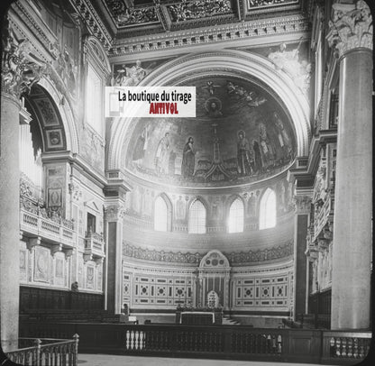 Basilique Saint-Jean-de-Latran, photo ancienne plaque verre, positif 8,5x10 cm