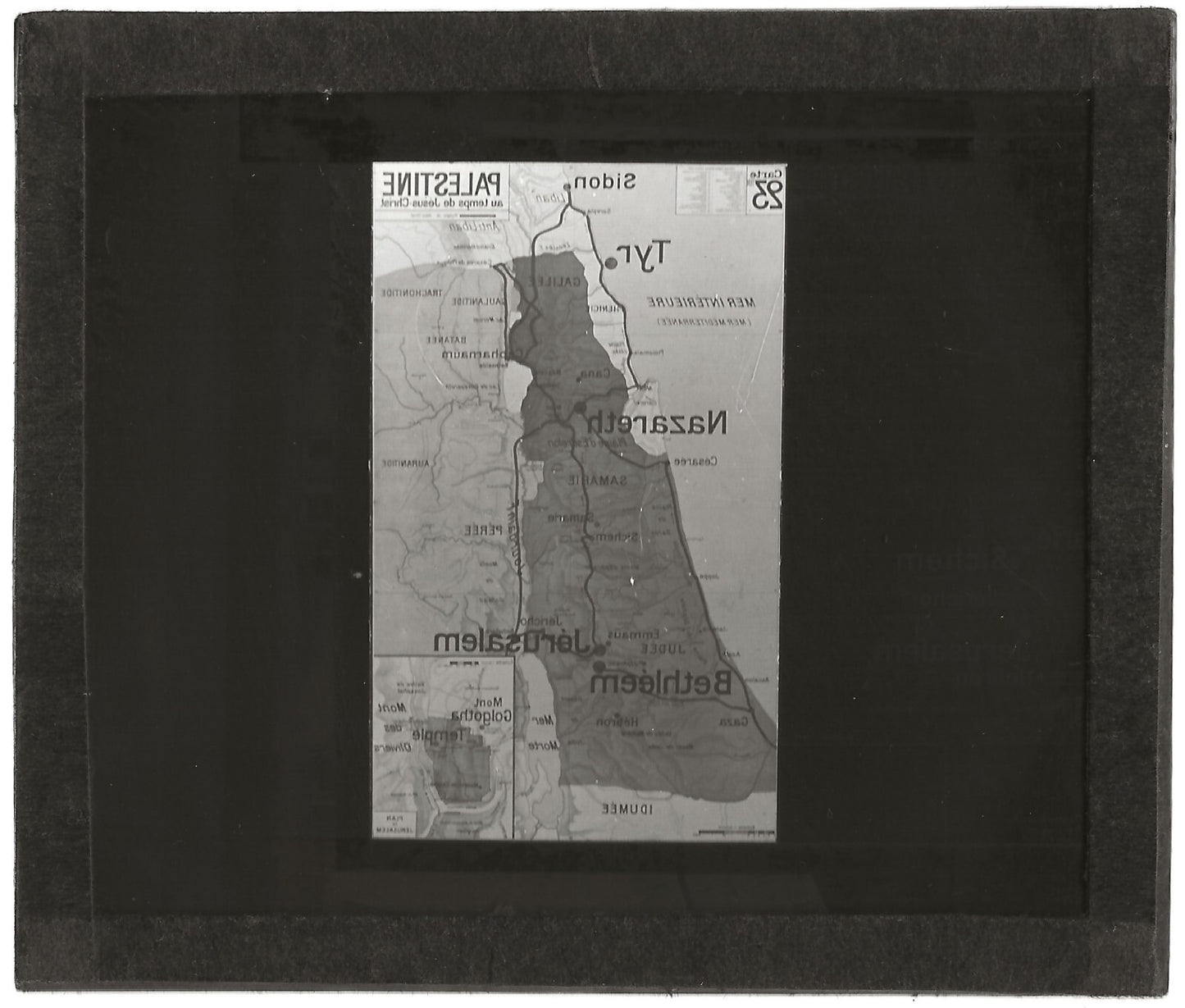 Carte Palestine au temps de Jésus, photo plaque de verre, positif 8,5x10 cm