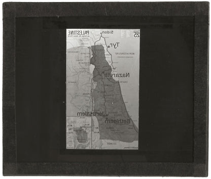 Carte Palestine au temps de Jésus, photo plaque de verre, positif 8,5x10 cm