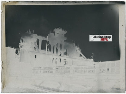 Usine, industrie, photo ancienne plaque verre, négatif noir & blanc, 9x12 cm