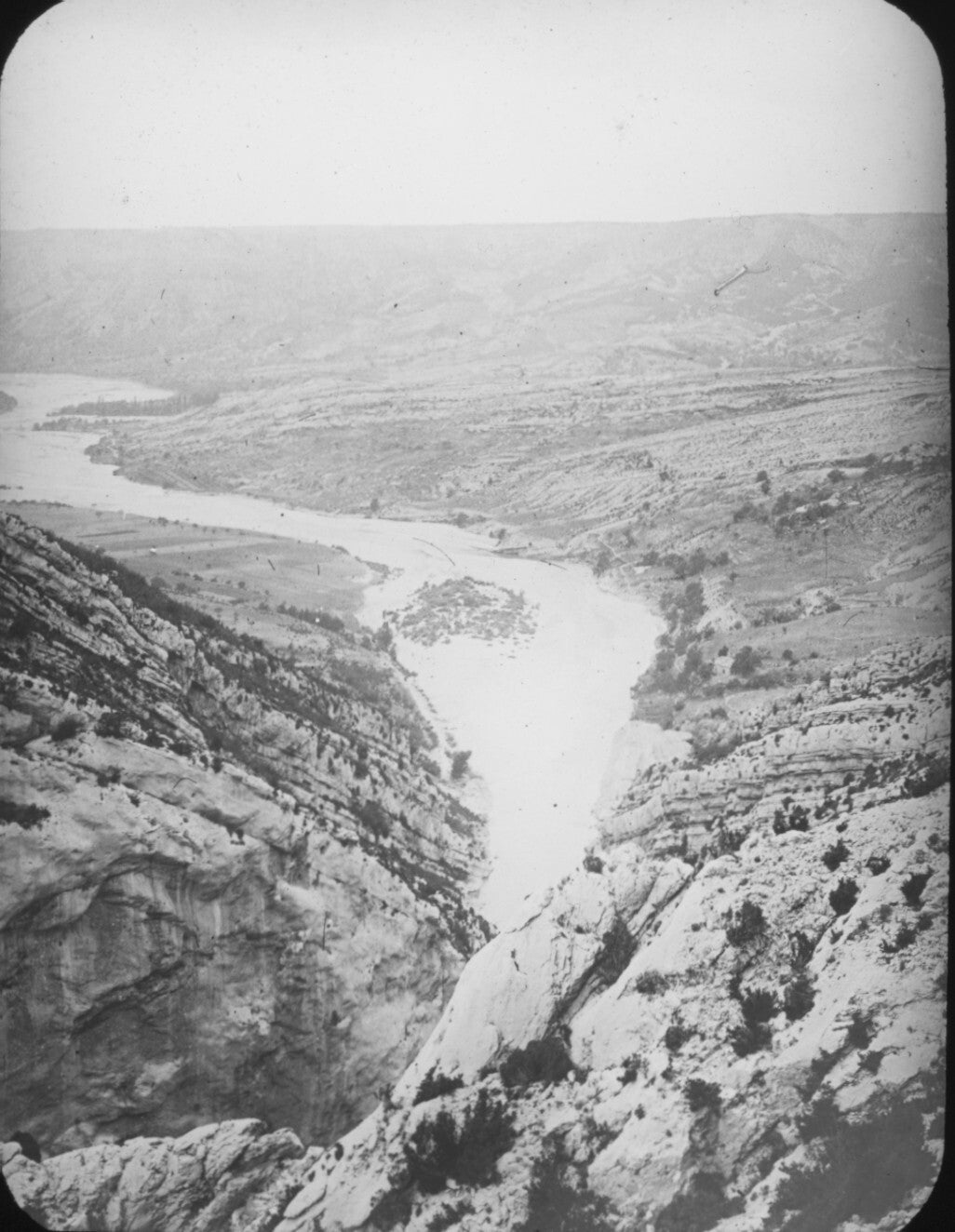 Gorges du Verdon, Aiguines, photo ancienne plaque de verre, positif 8,5x10 cm