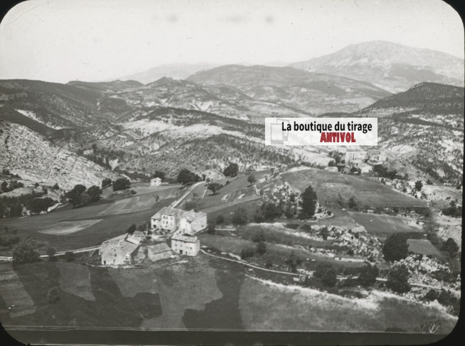 Brenon, Var village, paysage, photo ancienne plaque de verre, positif 8,5x10 cm
