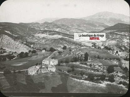 Brenon, Var village, paysage, photo ancienne plaque de verre, positif 8,5x10 cm