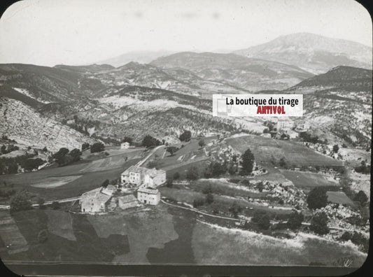 Brenon, Var village, paysage, photo ancienne plaque de verre, positif 8,5x10 cm