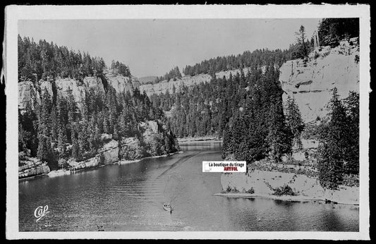 Plaque verre photo négatif noir & blanc 9x14 cm, Rochers Louis-Philippe, Doubs