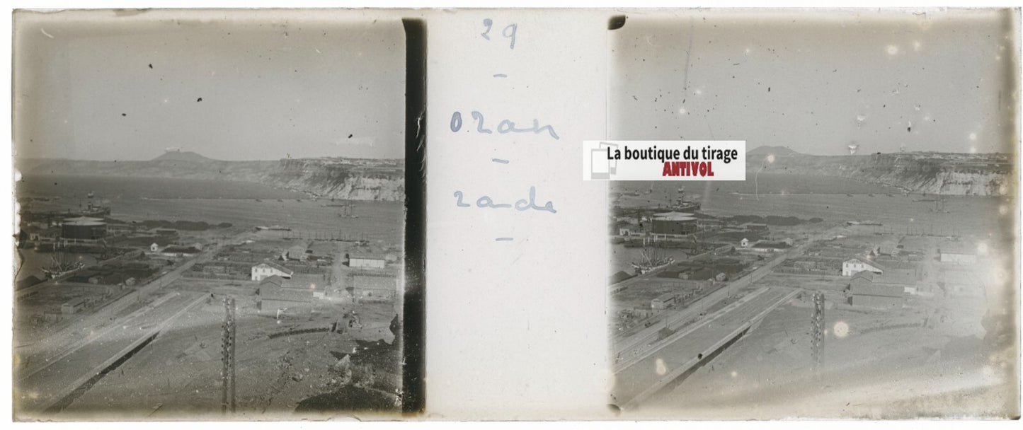 Oran, Algérie, Plaque verre stéréoscopie, positif noir & blanc 4,5x10,7 cm