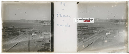 Oran, Algérie, Plaque verre stéréoscopie, positif noir & blanc 4,5x10,7 cm