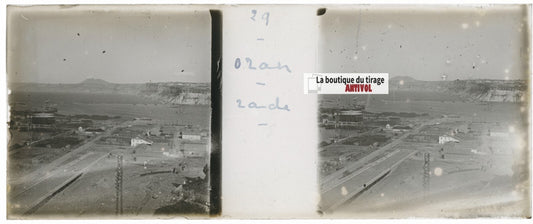 Oran, Algérie, Plaque verre stéréoscopie, positif noir & blanc 4,5x10,7 cm