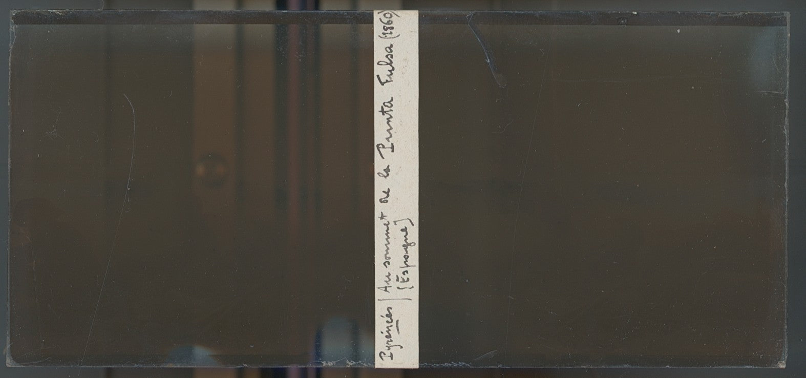Sommet Punta Fulsa Espagne, plaque verre, photo ancienne stéréo, sépia 6x13 cm