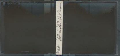 Gorges du Gave, Pyrénées, plaque verre, photo ancienne stéréo, sépia 6x13 cm