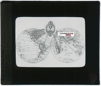 Carte missionnaire, photo plaque verre, noir & blanc, positif 8,5x10 cm