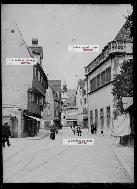 Plaque verre photo ancienne négatif noir et blanc 13x18 cm Colmar Europe 