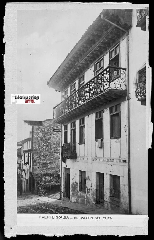 Plaque verre photo vintage négatif noir & blanc 9x14 cm Fuenterrabia 0914036