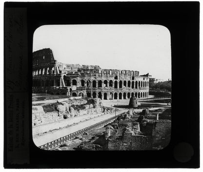 Colisée, Rome Italie, photo ancienne plaque de verre, positif 8,5x10 cm