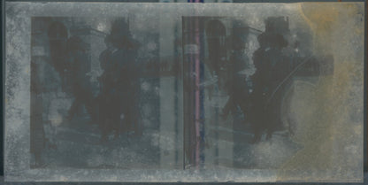 Scène de vie, Longchamp, Paris, plaque verre stéréoscopique, positif 8,5x17 cm