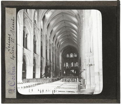Basilique Saint-Remi de Reims, photo plaque de verre, positif 8,5x10 cm