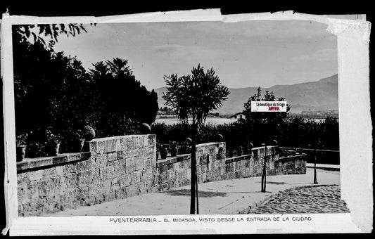 Plaque verre photo vintage négatif noir & blanc 9x14 cm Fuenterrabia 0914042