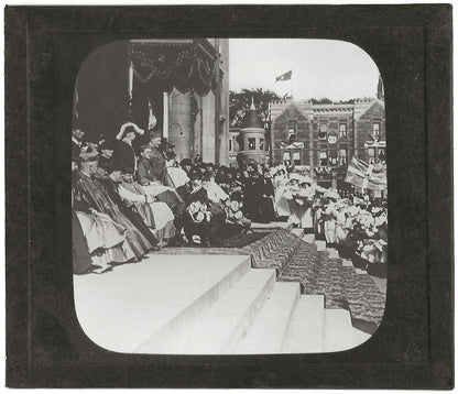 Le cardinal, congrés Montréal, photo ancienne plaque de verre, positif 8,5x10 cm