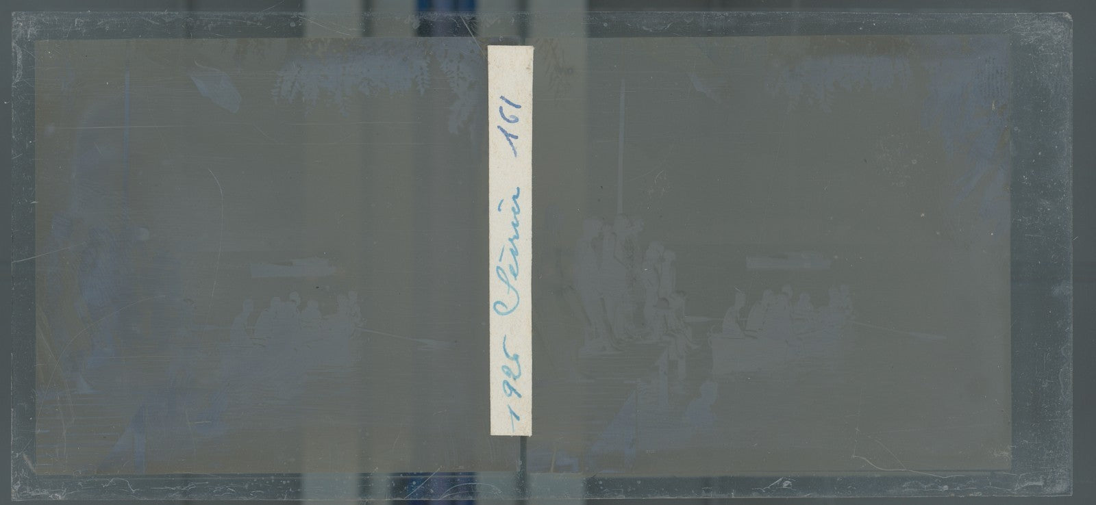 Sevrier, lac d’Annecy, barques, plaque verre photo ancienne stéréo 6x13 cm
