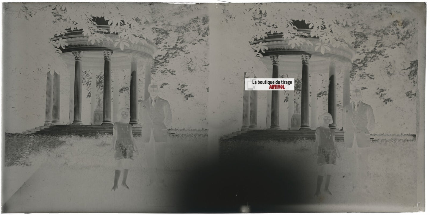 Le Temple de l'Amour, Versailles, stéréoscopie plaque verre, négatif 9x18 cm