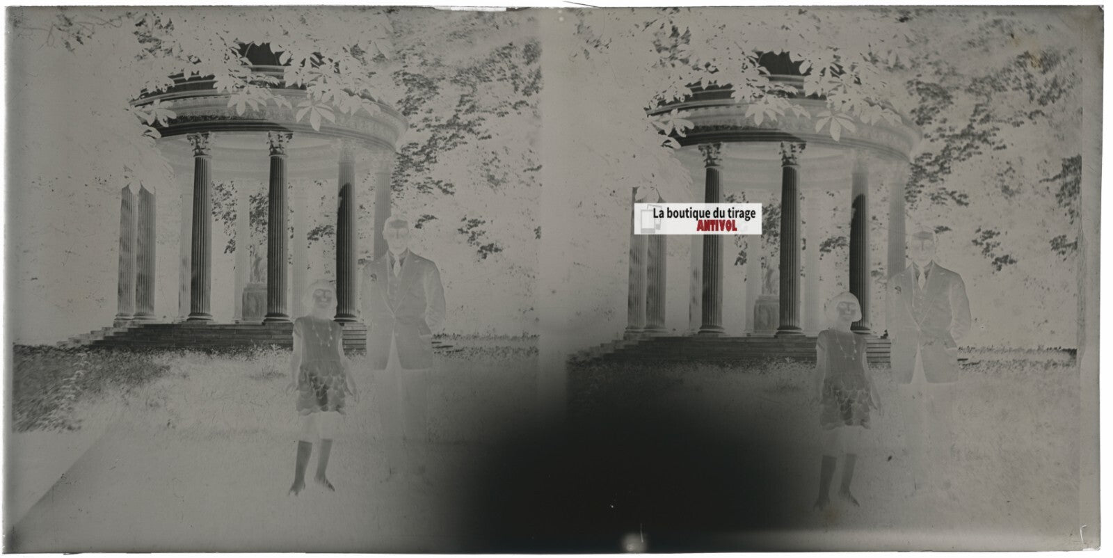 Le Temple de l'Amour, Versailles, stéréoscopie plaque verre, négatif 9x18 cm