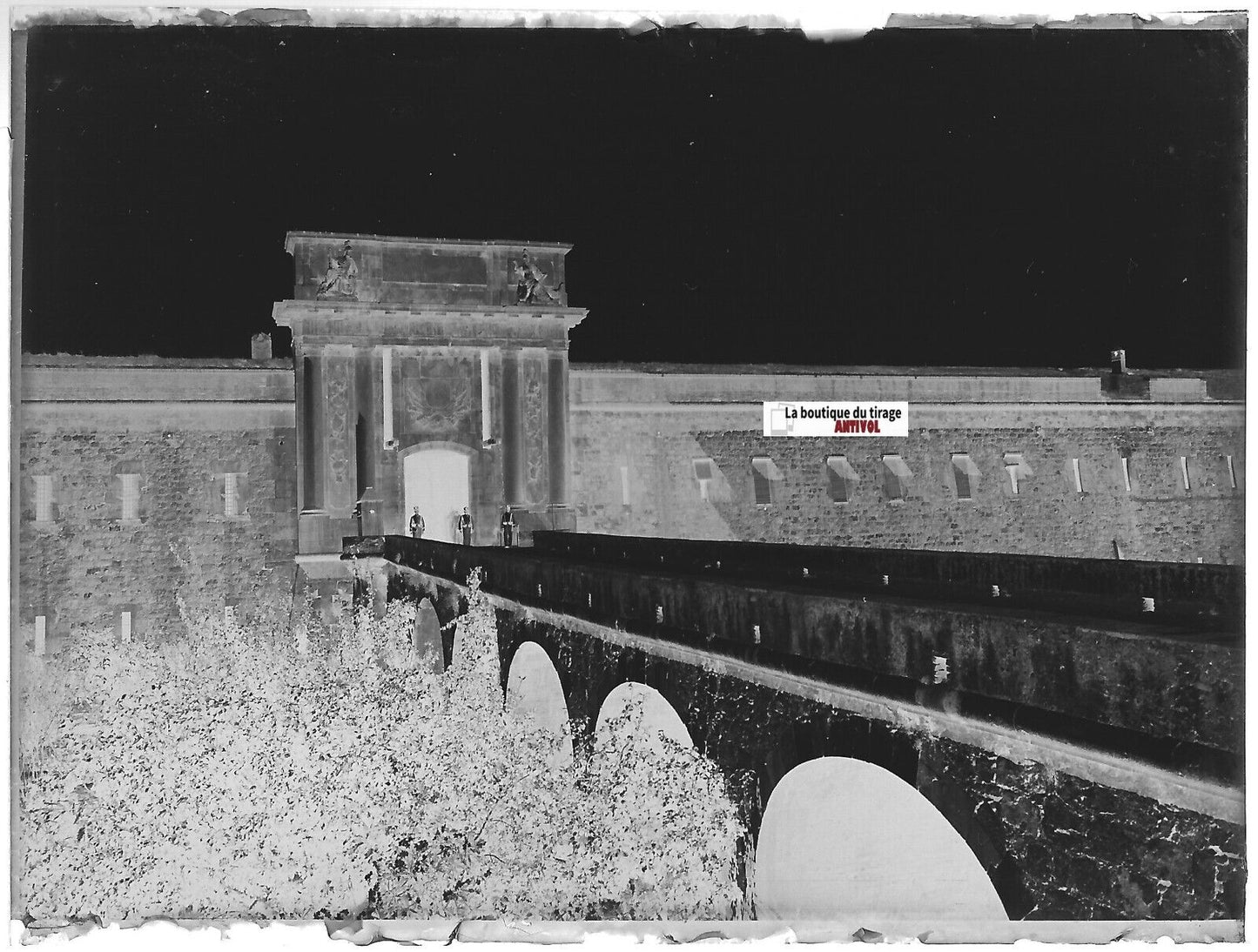 Château Sant Ferran, Figueres, Plaque verre photo, négatif noir & blanc 9x12 cm