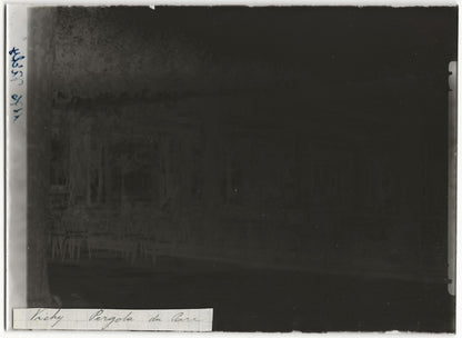 Plaque verre photo ancienne négatif noir et blanc 13x18 cm Vichy parc pergola