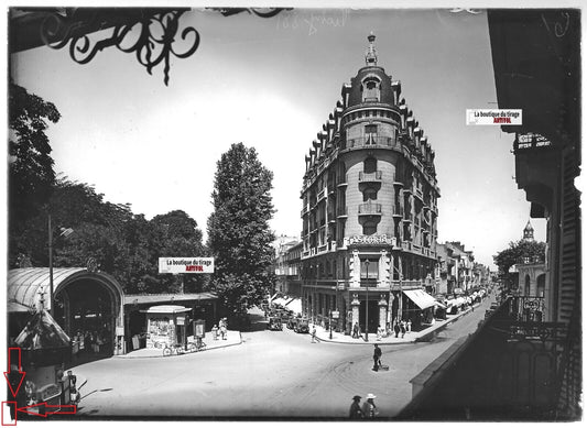 Plaque verre photo ancienne positif noir et blanc 13x18 cm Vichy Victor Hugo