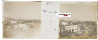 Bou Saâda, Algérie, Plaque verre stéréoscopie, positif noir & blanc 4,5x10,7 cm