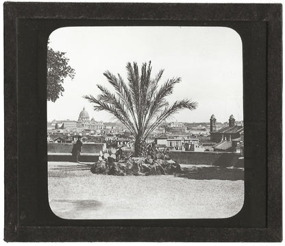 Panorama de Rome, Italie, photo ancienne plaque de verre, positif 8,5x10 cm