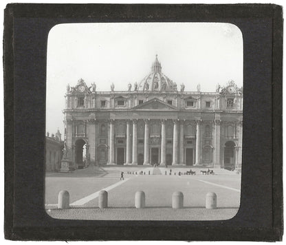 Basilique Saint-Pierre, Rome, photo ancienne plaque verre, positif 8,5x10 cm
