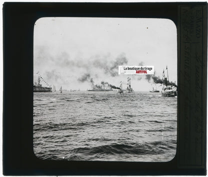 Bateaux, Escadre du Nord, photo plaque verre, noir & blanc, positif 8,5x10 cm