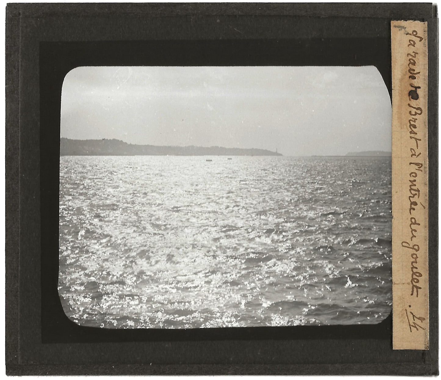 Rade de Brest, Bretagne, photo ancienne plaque verre, positif 8,5x10 cm