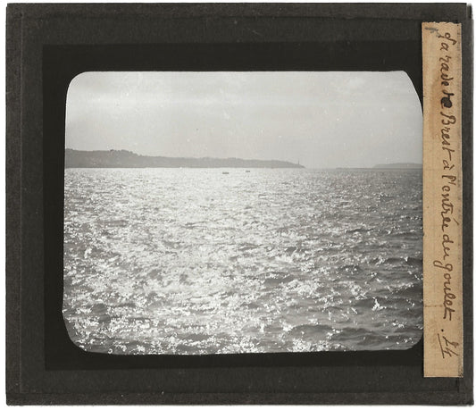 Rade de Brest, Bretagne, photo ancienne plaque verre, positif 8,5x10 cm