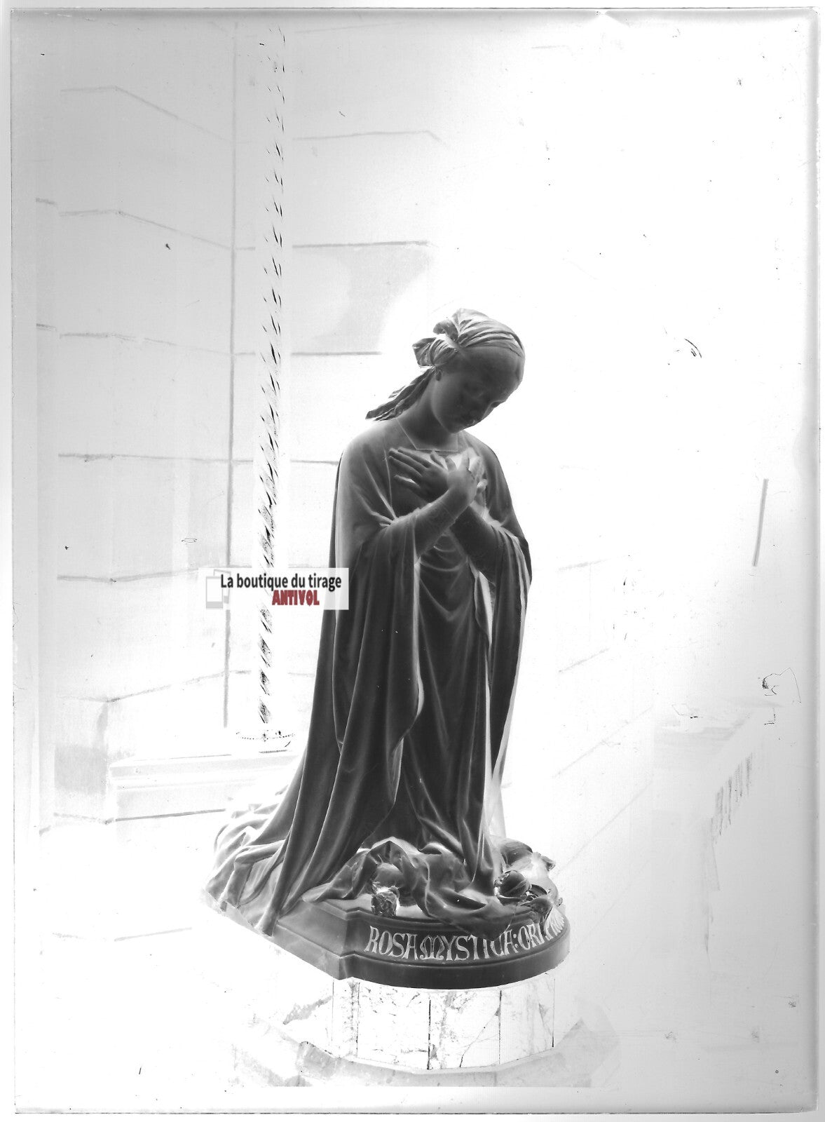 Plaque verre photo ancienne négatif noir et blanc 13x18 cm église Strasbourg