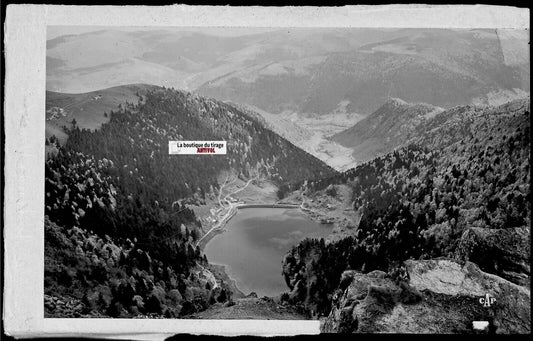 Plaque verre photo négatif noir & blanc 9x14 cm, Le Hohneck, Lac, Vosges