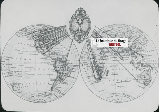 Carte missionnaire, photo plaque verre, noir & blanc, positif 8,5x10 cm