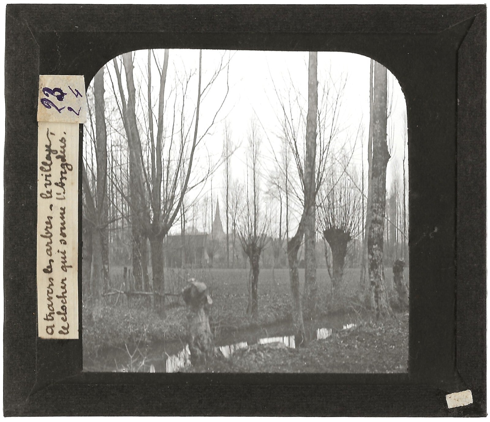 Village de campagne, France, photo ancienne plaque de verre, positif 8,5x10 cm
