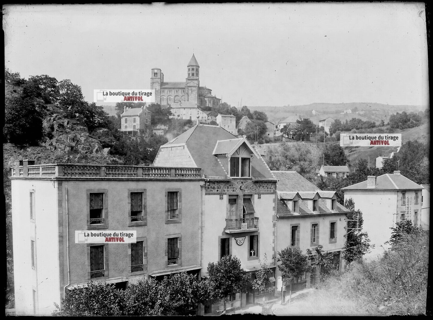 Saint-Nectaire, Auvergne, photos plaque de verre, lot de 5 négatifs 13x18 cm