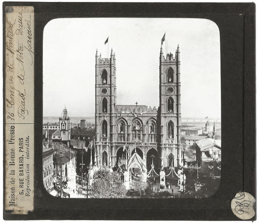 Basilique Notre-Dame de Montréal, photo plaque de verre, positif 8,5x10 cm