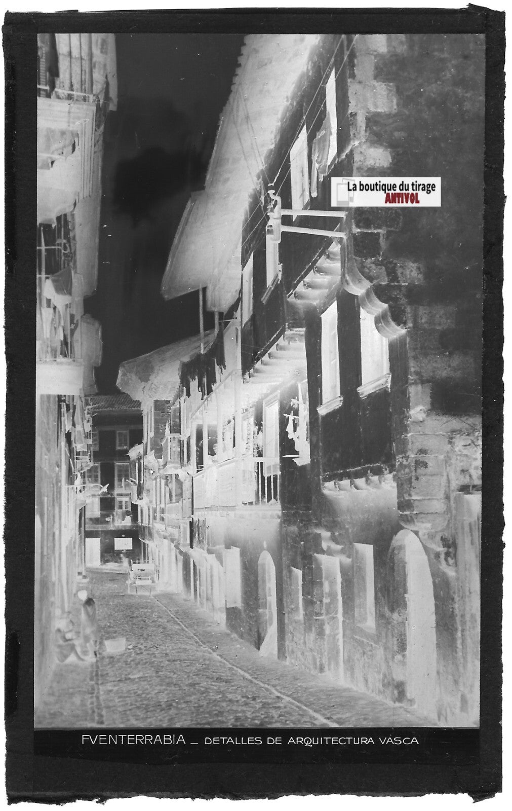 Plaque verre photo vintage négatif noir & blanc 9x14 cm Fuenterrabia 0914077